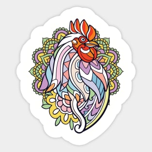 Pastel Colored Mandala Chicken Sticker